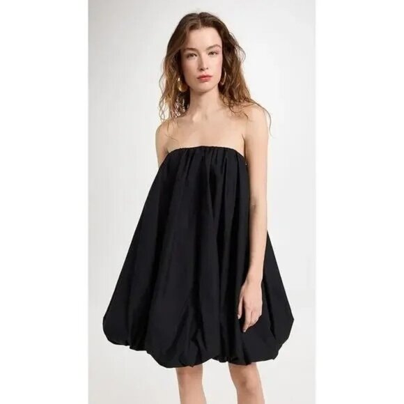 🆕ULLA JOHNSON Polline Bubble Hem Mini Dress Cotton Black 6 - Picture 6 of 13